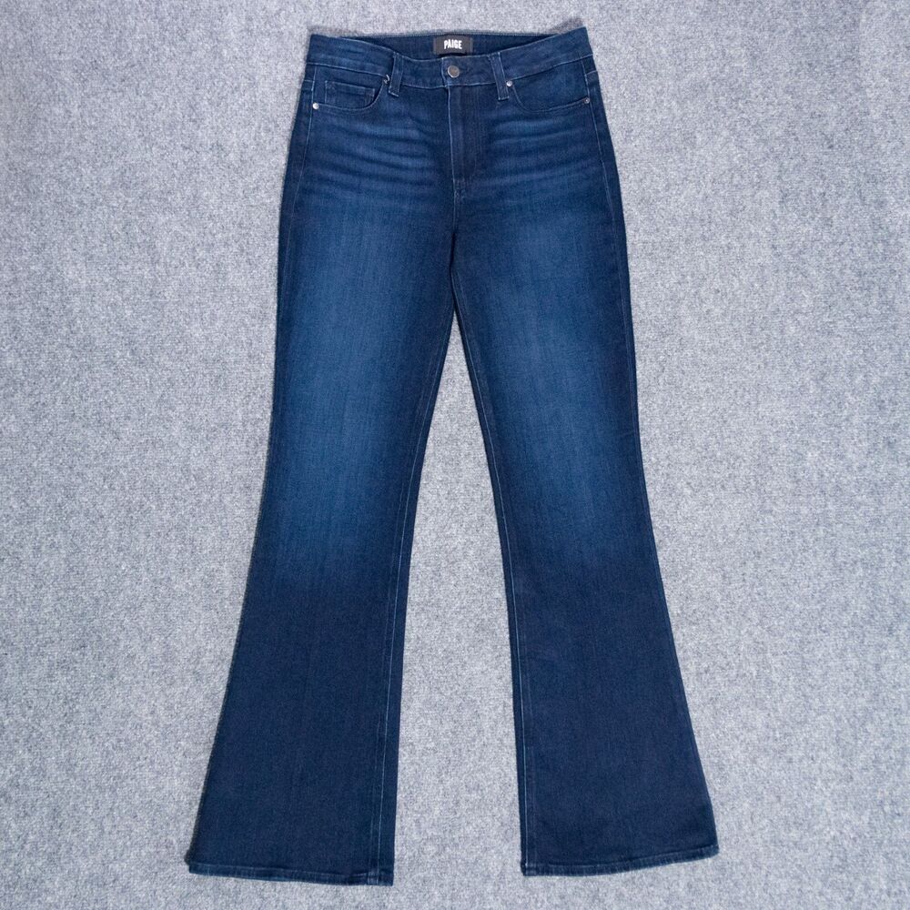 Paige High Rise Laurel Canyon Stretch Bootcut Dark Blue Denim Jeans Womens 28x32